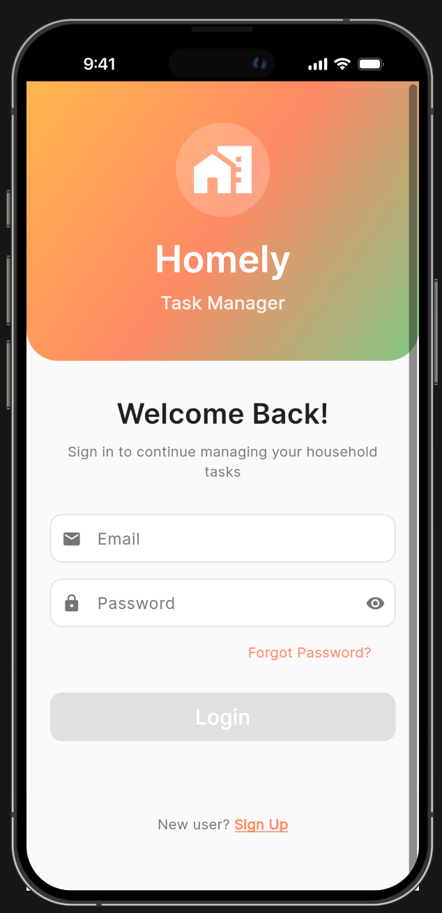 Homely login mock